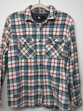 Rip Curl Flannel Shirt Top Women's Cotton Button Down Long Sleeve Size S Blue